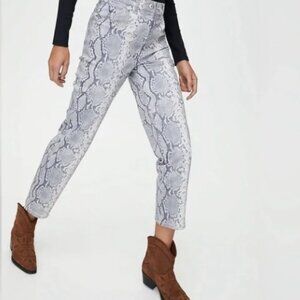 Aritzia Wilfred Free Kelsey Pant Gray Snakeskin High Rise Size 8 Cotton